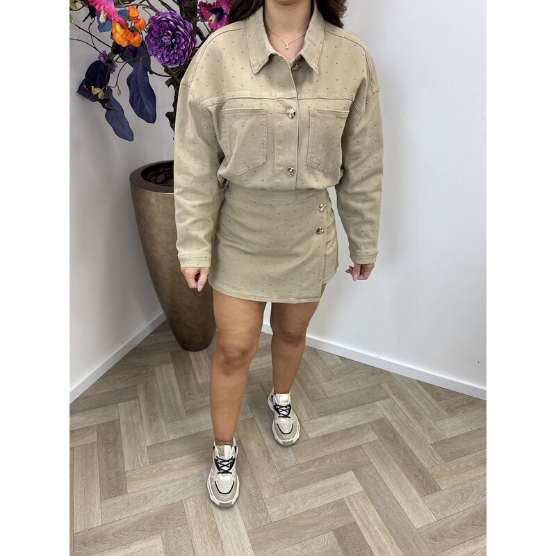 Jacket Denim studs 20859 Beige