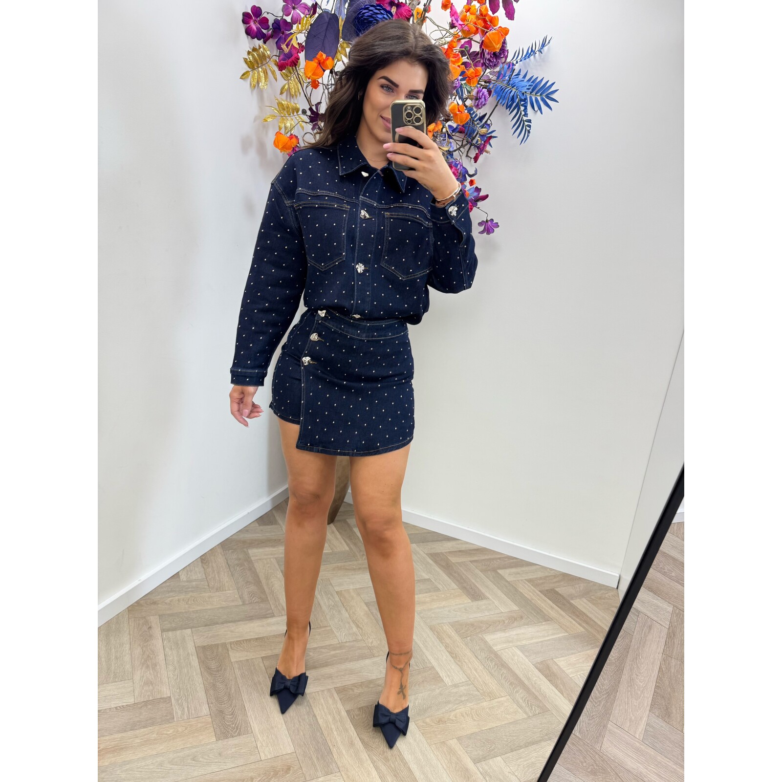 Jacket Denim studs 20859 Dark Blue