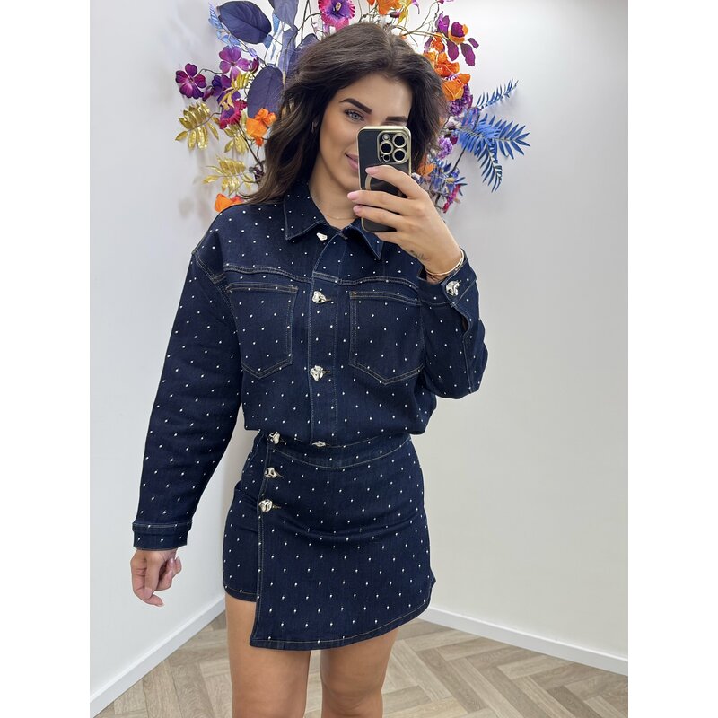 Jacket Denim studs 20859 Dark Blue