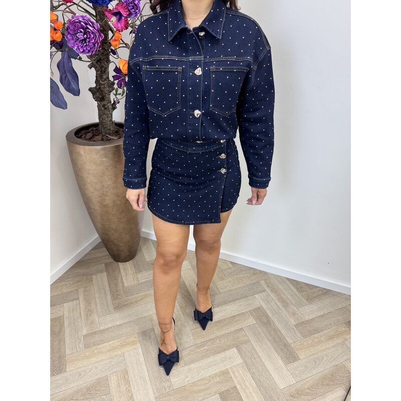 Jacket Denim studs 20859 Dark Blue