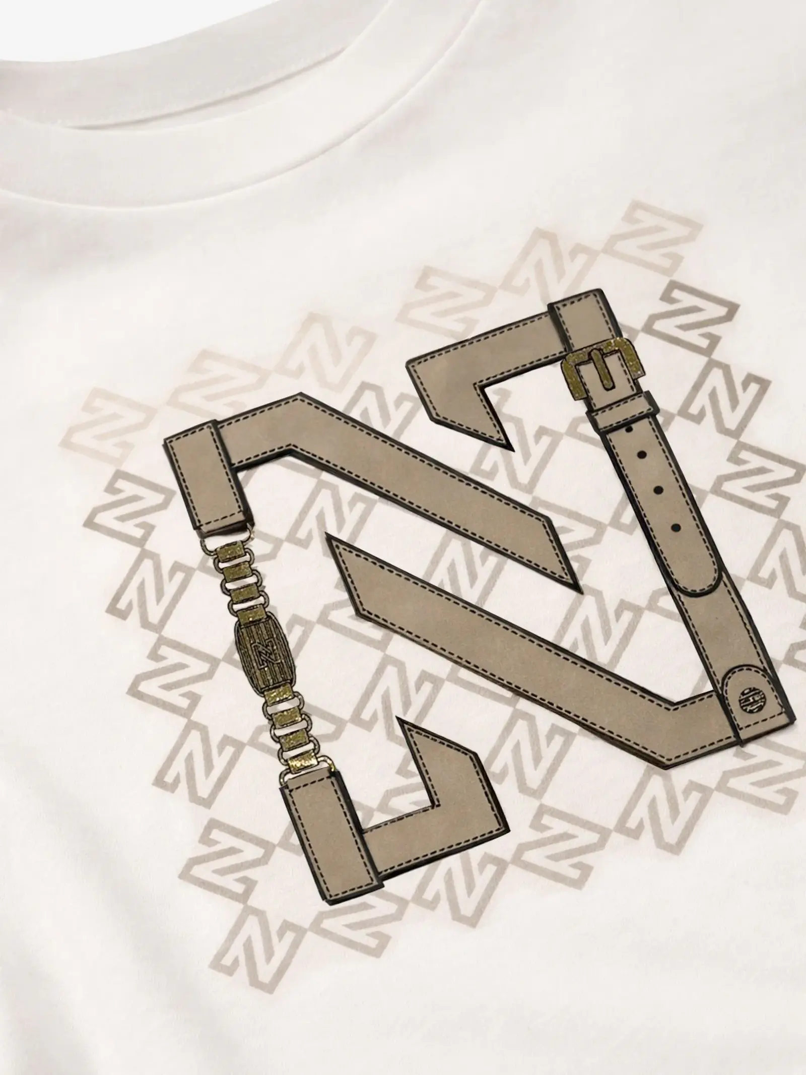 Nikkie T-Shirt chain Star white / Travertine Nikkie