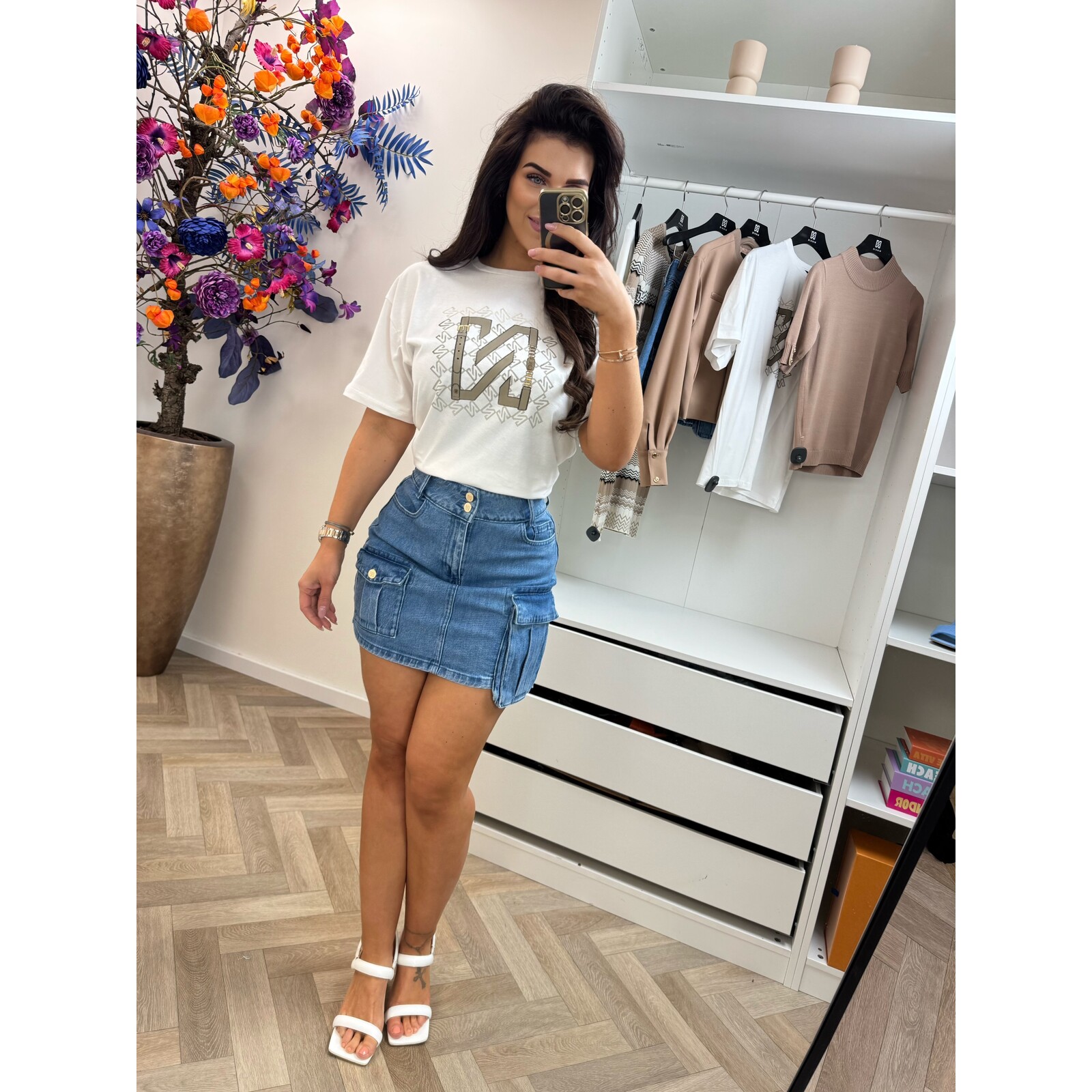 Nikkie T-Shirt chain Star white / Travertine Nikkie