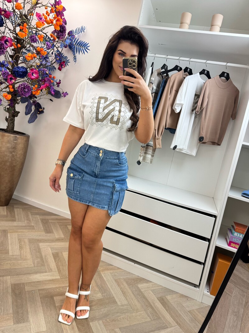 T-Shirt chain Star white / Travertine Nikkie