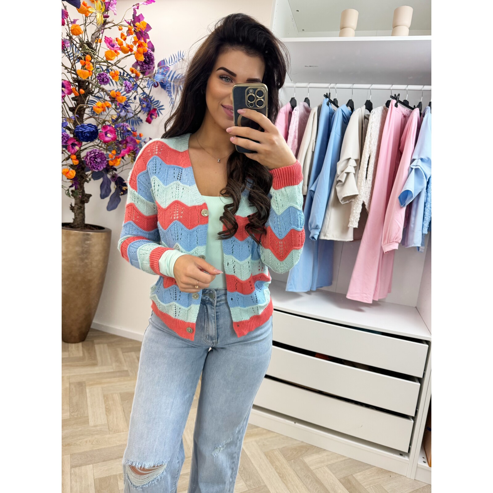 Vest Zigzag stripes mint