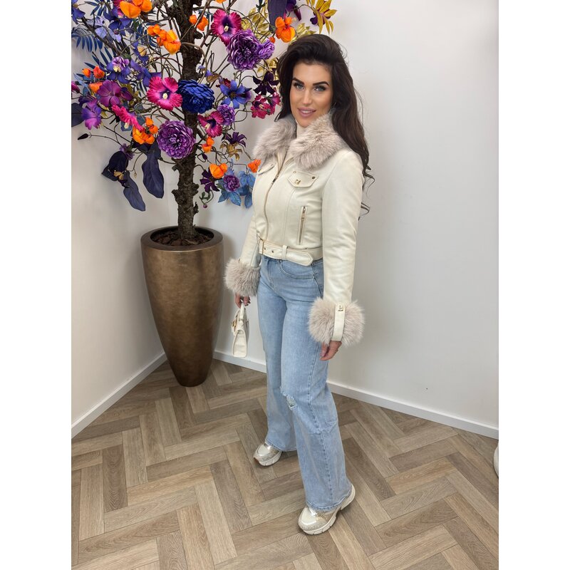 Jacket bont suede S6685 Beige