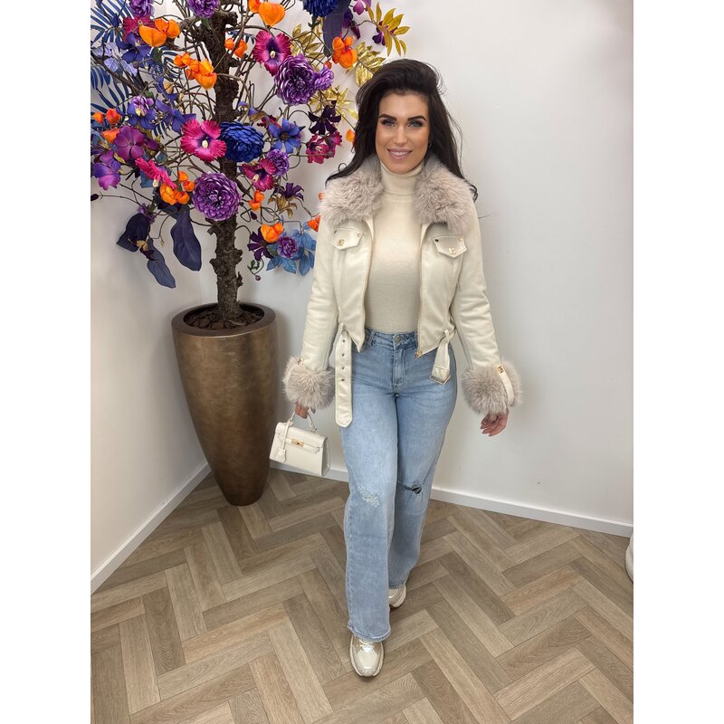 Jacket bont suede S6685 Beige