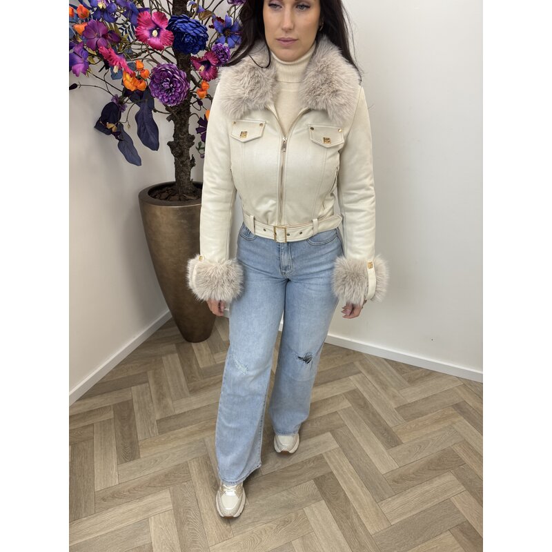 Jacket bont suede S6685 Beige