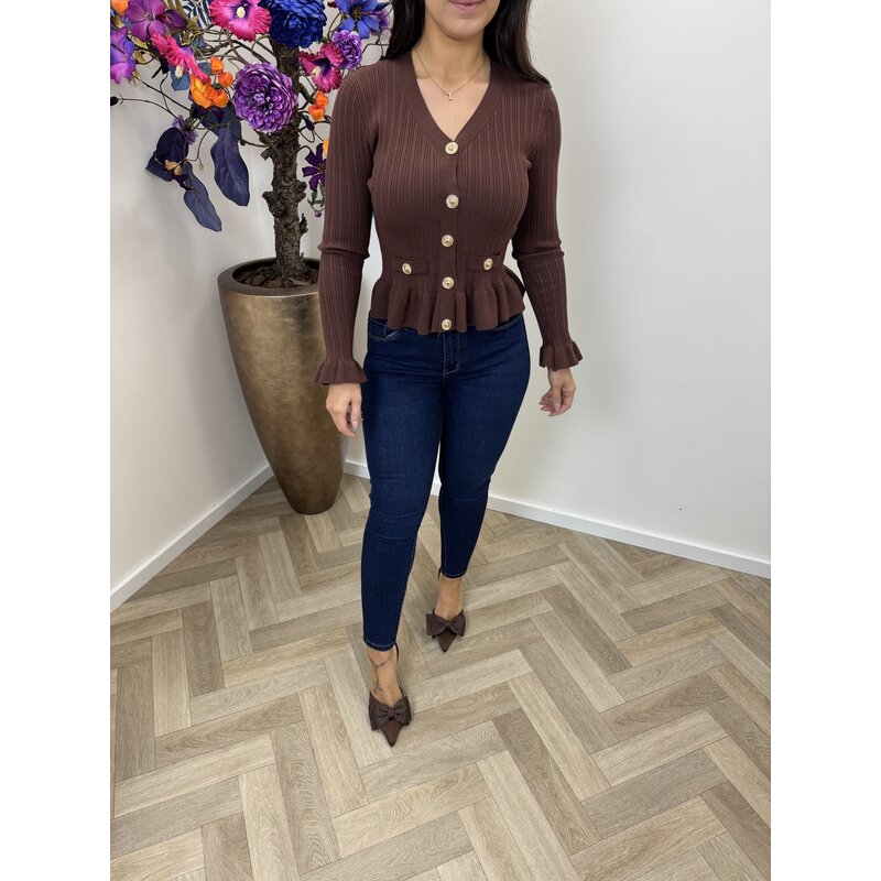 Top peplum button Choco