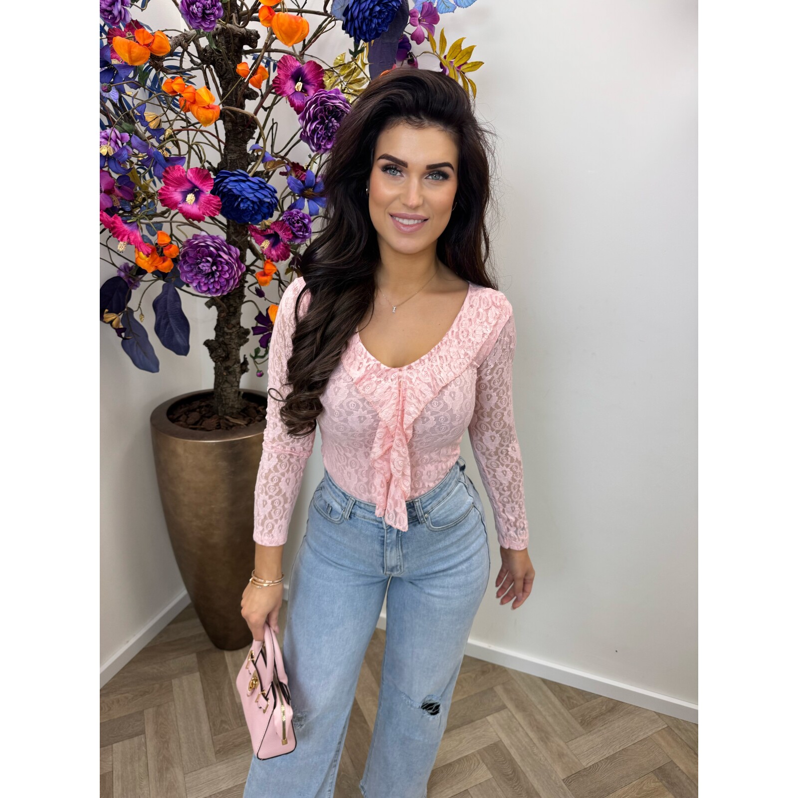 Top ruffle Lace Diva Pink