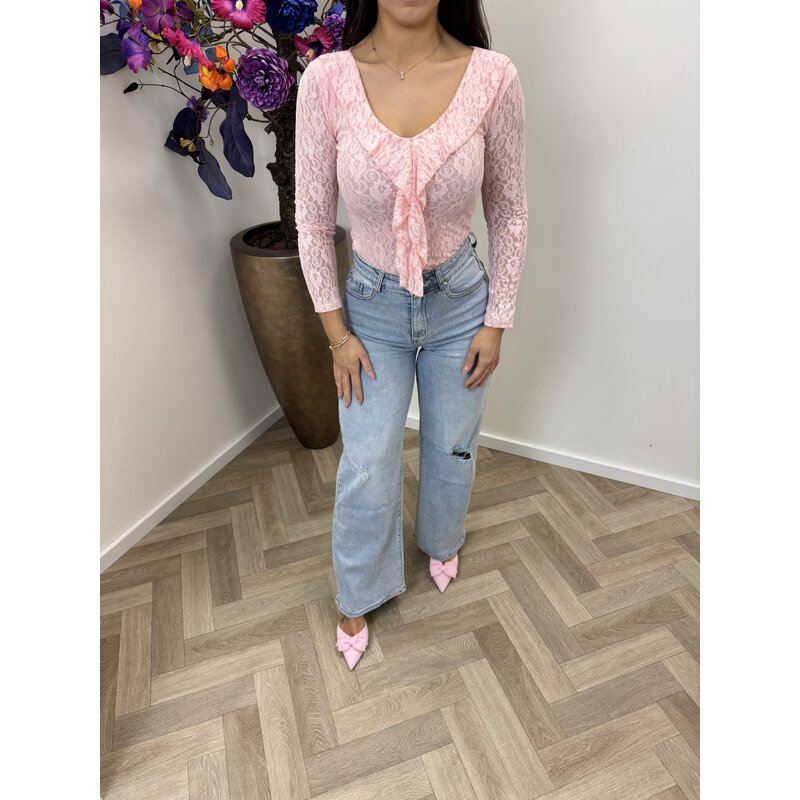 Top ruffle Lace Diva Pink
