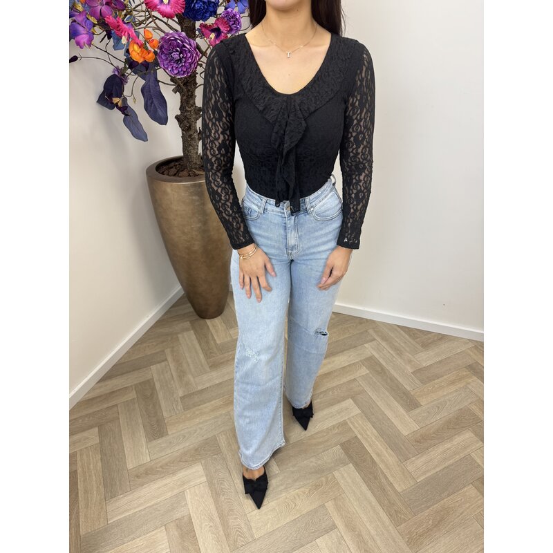 Top ruffle Lace Diva Black