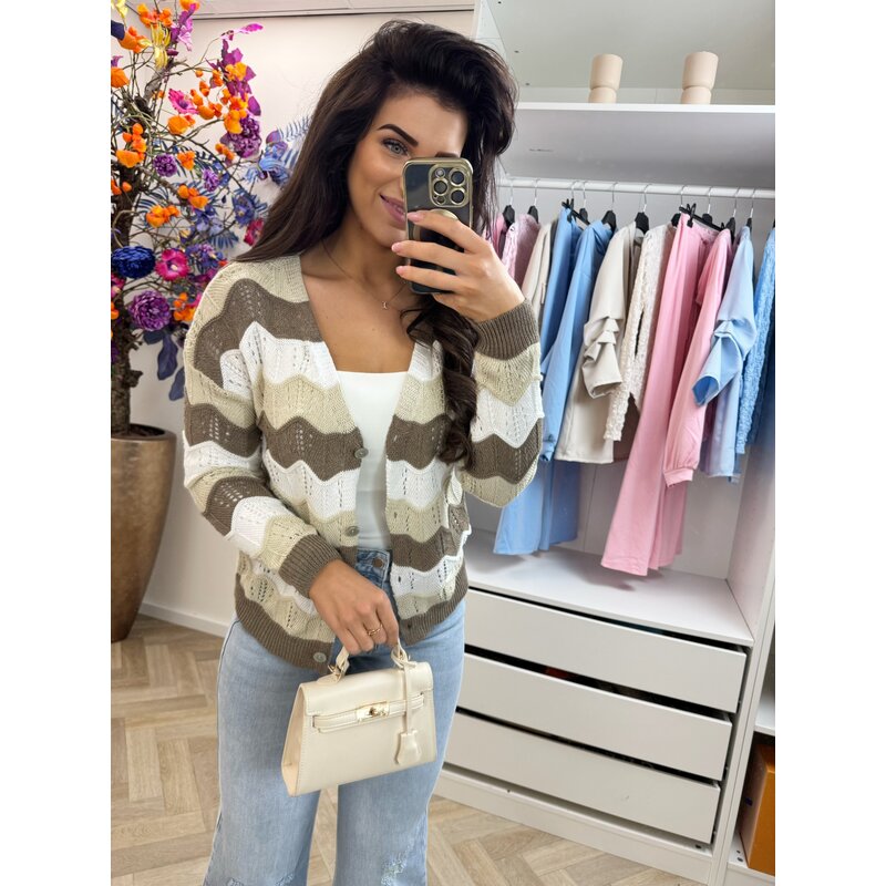 Vest zigzag stripes Beige