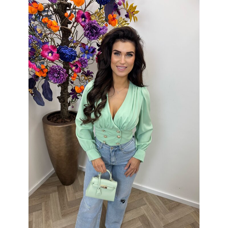 Top Ines button Mint