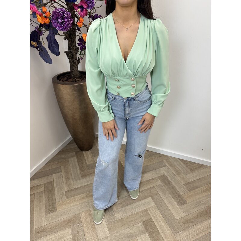 Top Ines button Mint