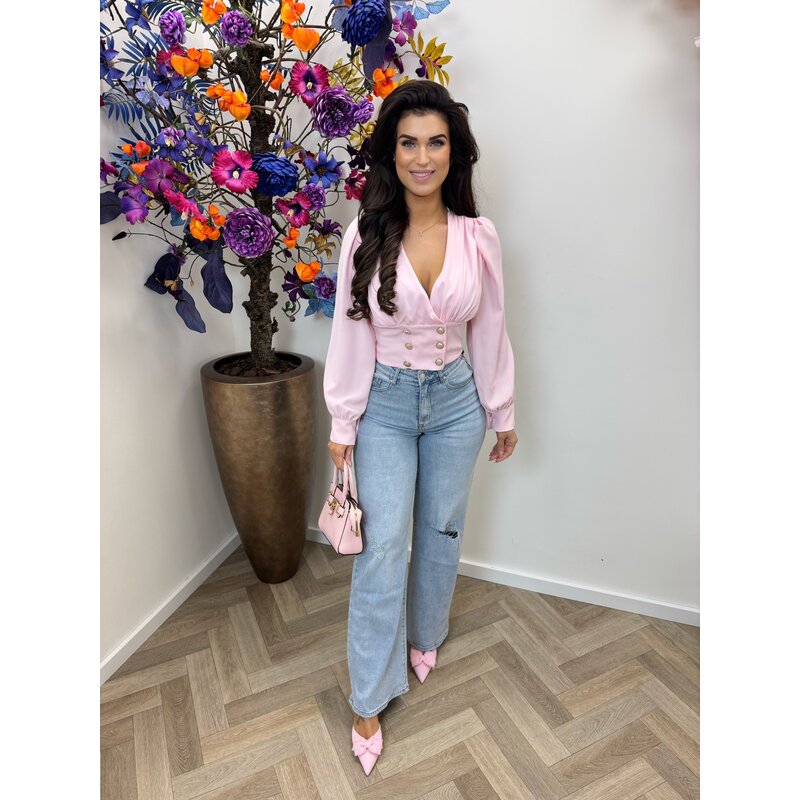 Top Ines button Pink