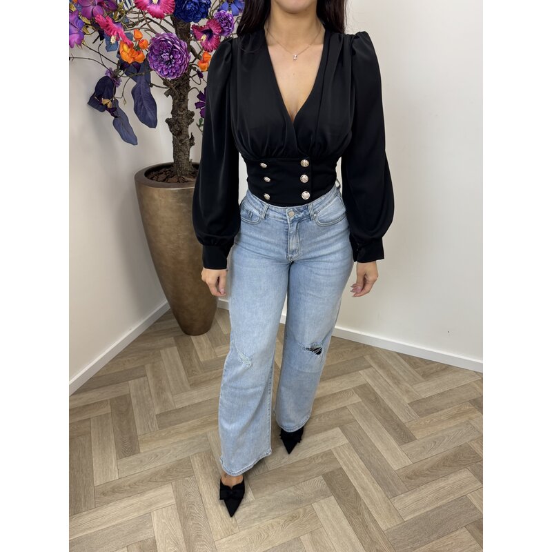 Top Ines button Black