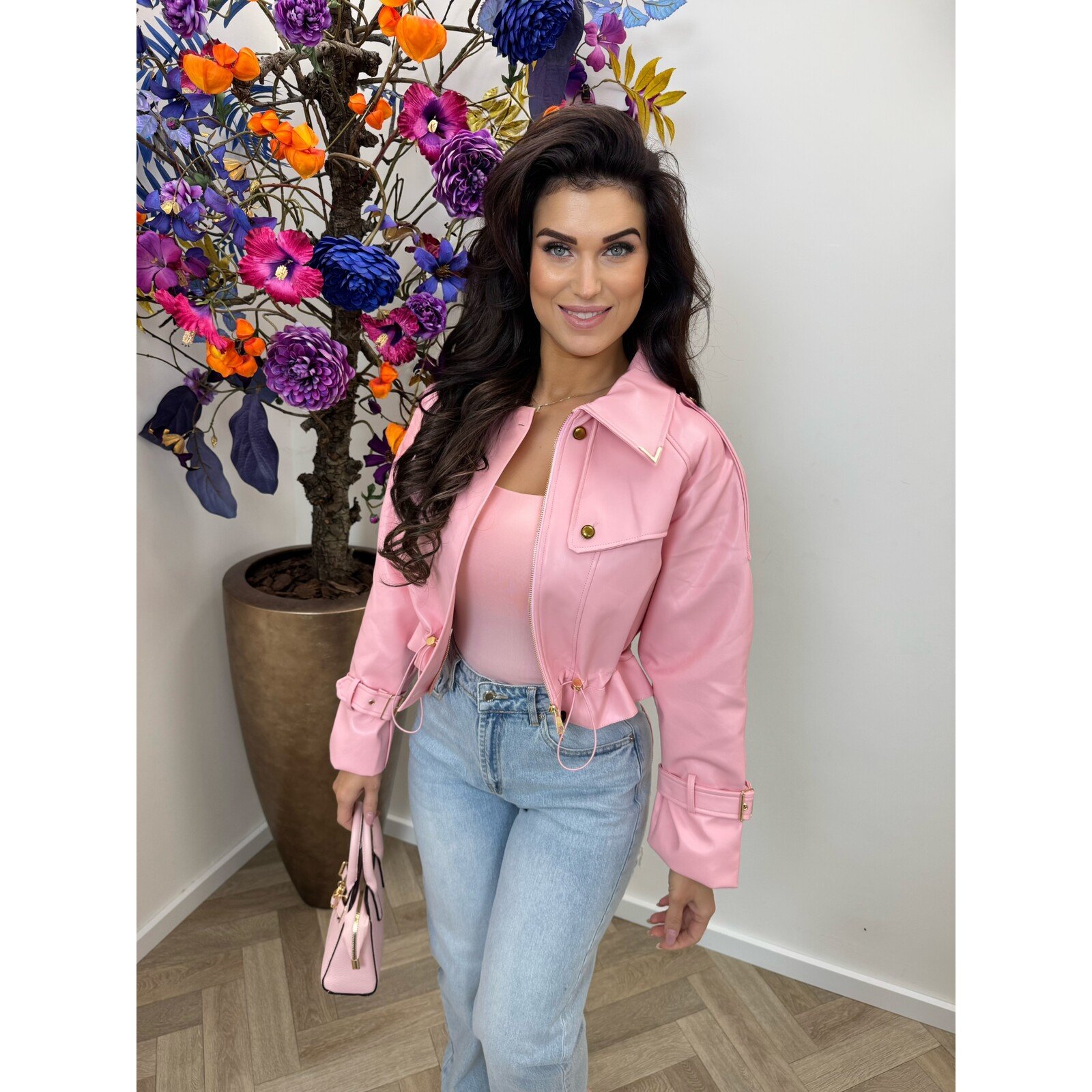 Jacket Emma leder style WE1005 Pink