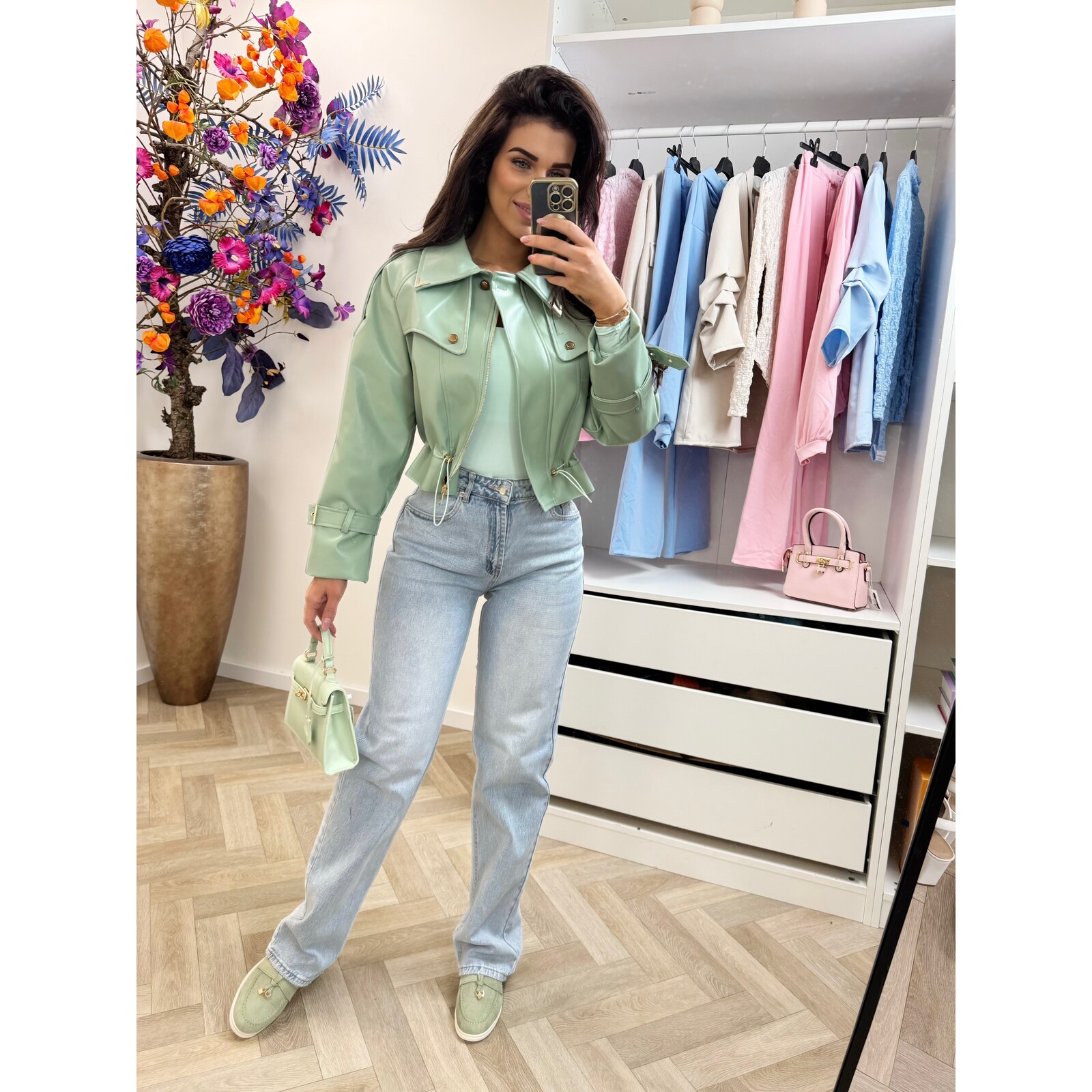 Jacket Emma leder style WE1005 Mint