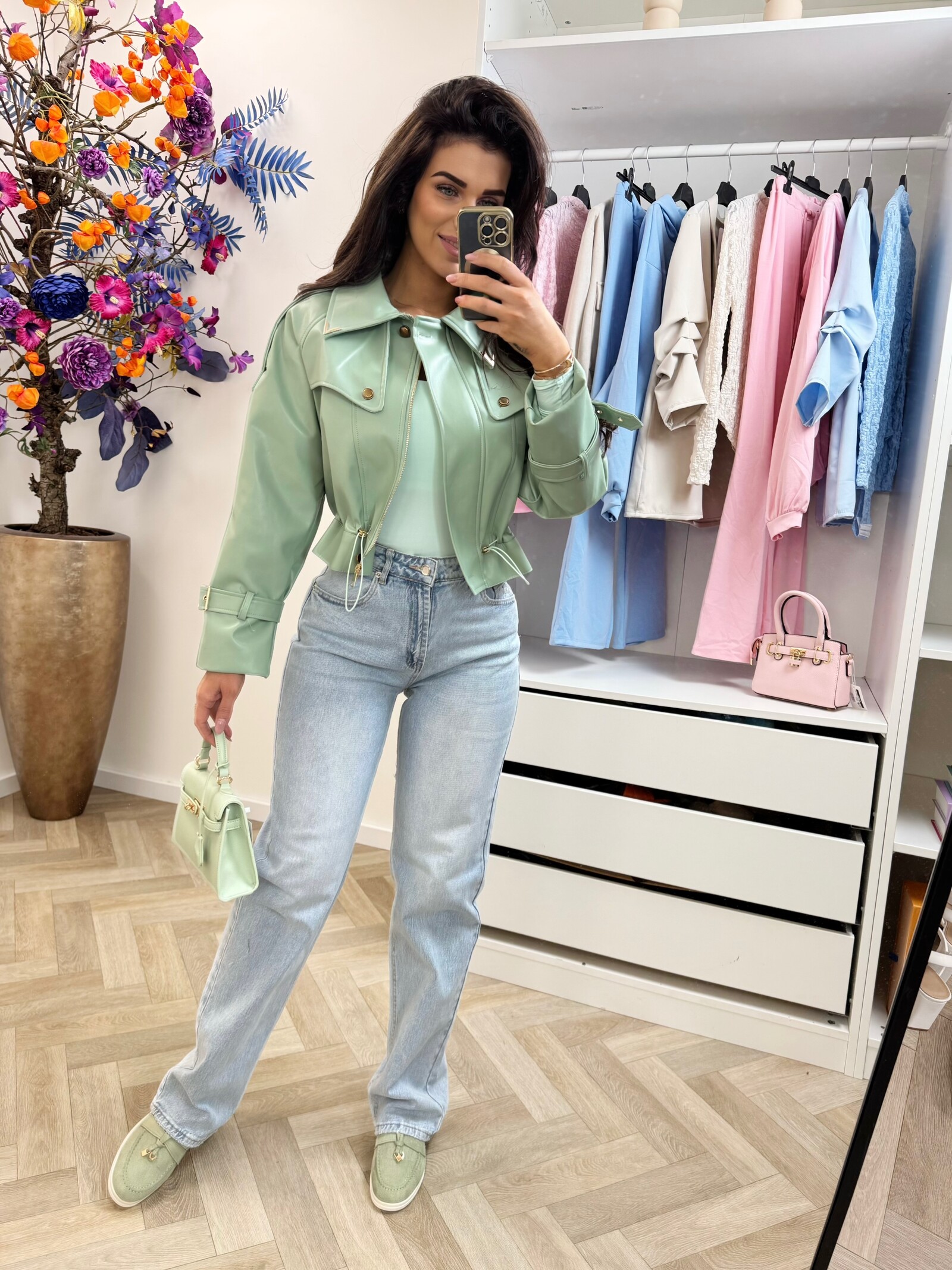 Jacket Emma leder style WE1005 Mint
