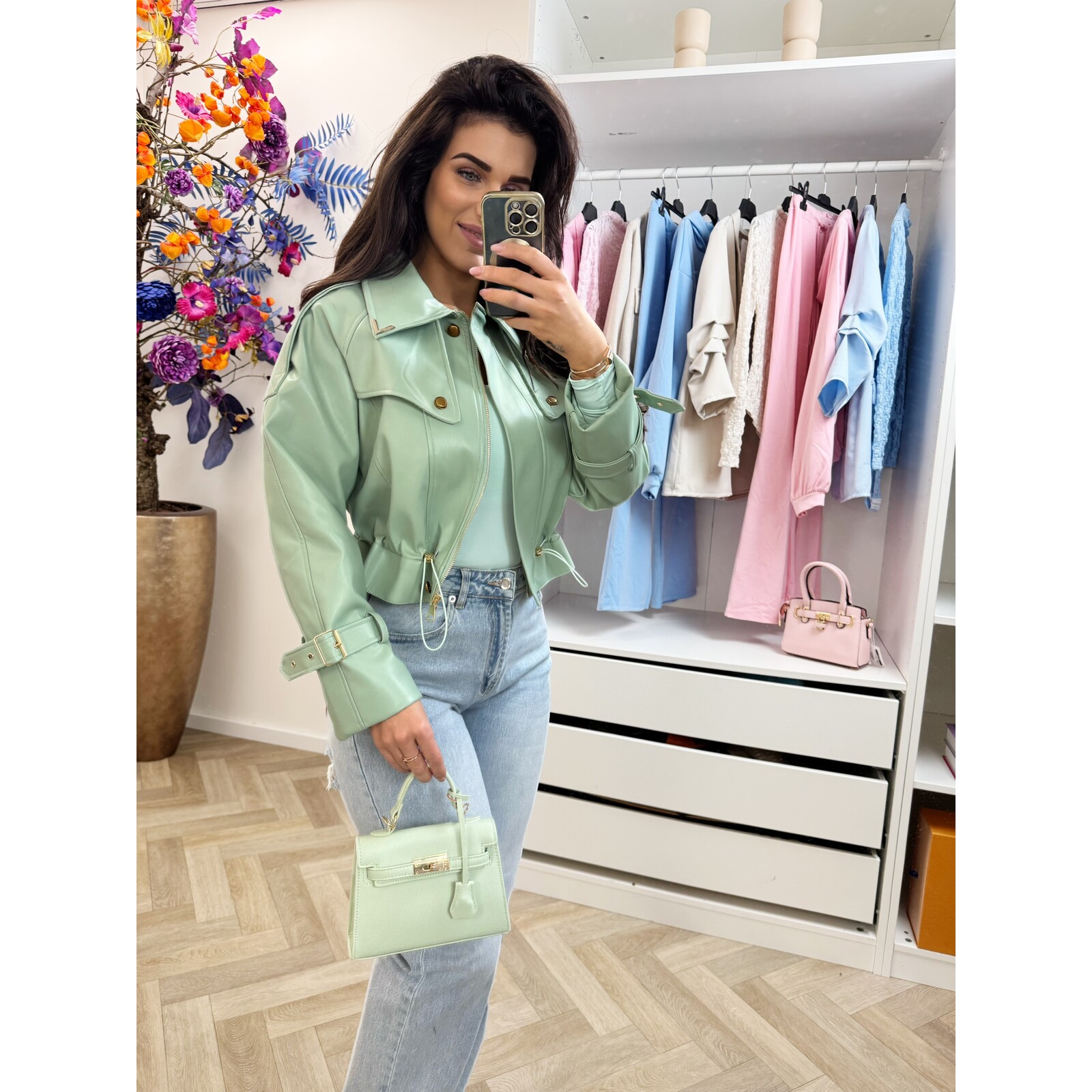 Jacket Emma leder style WE1005 Mint