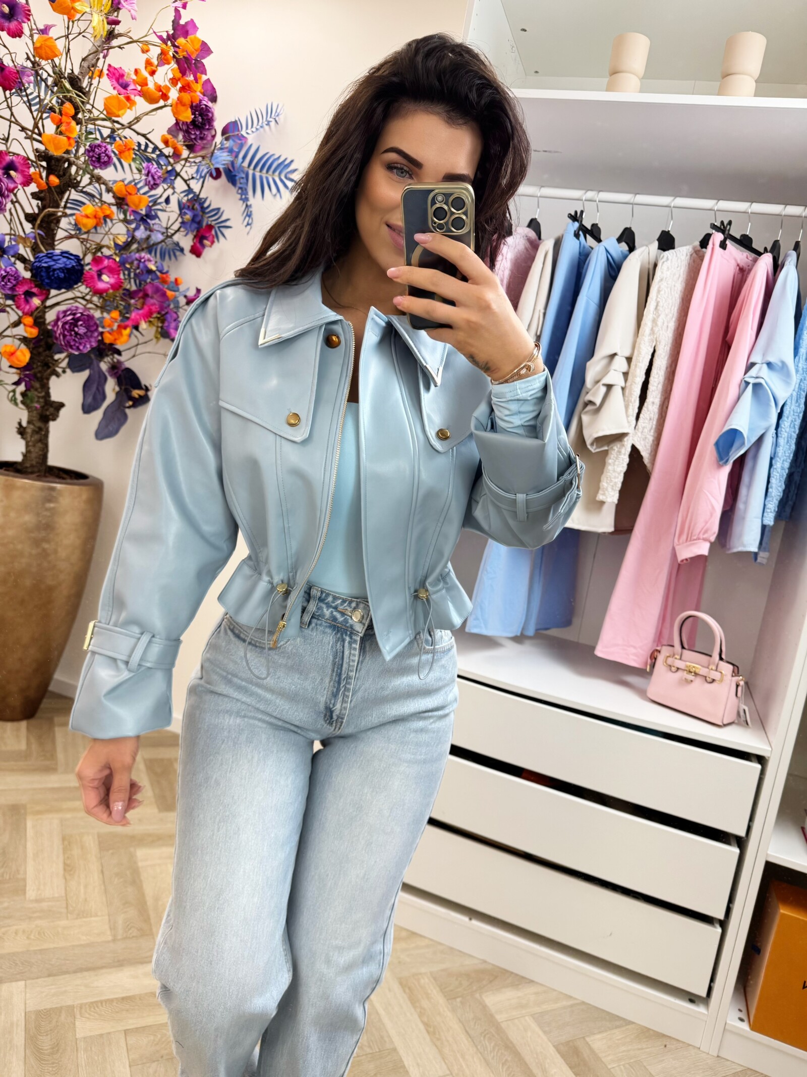 Jacket Emma leder style WE1005 Light Blue
