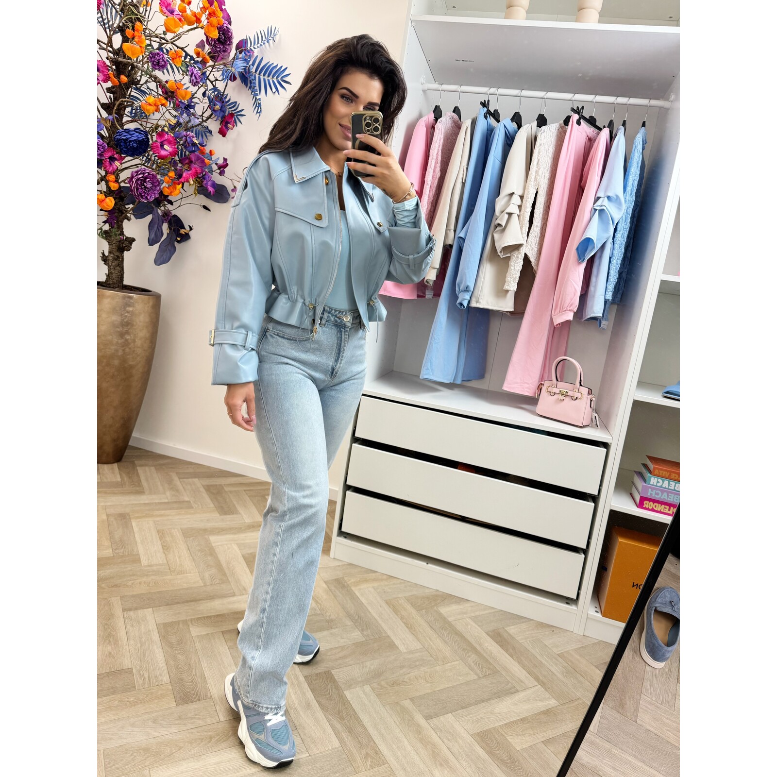 Jacket Emma leder style WE1005 Light Blue