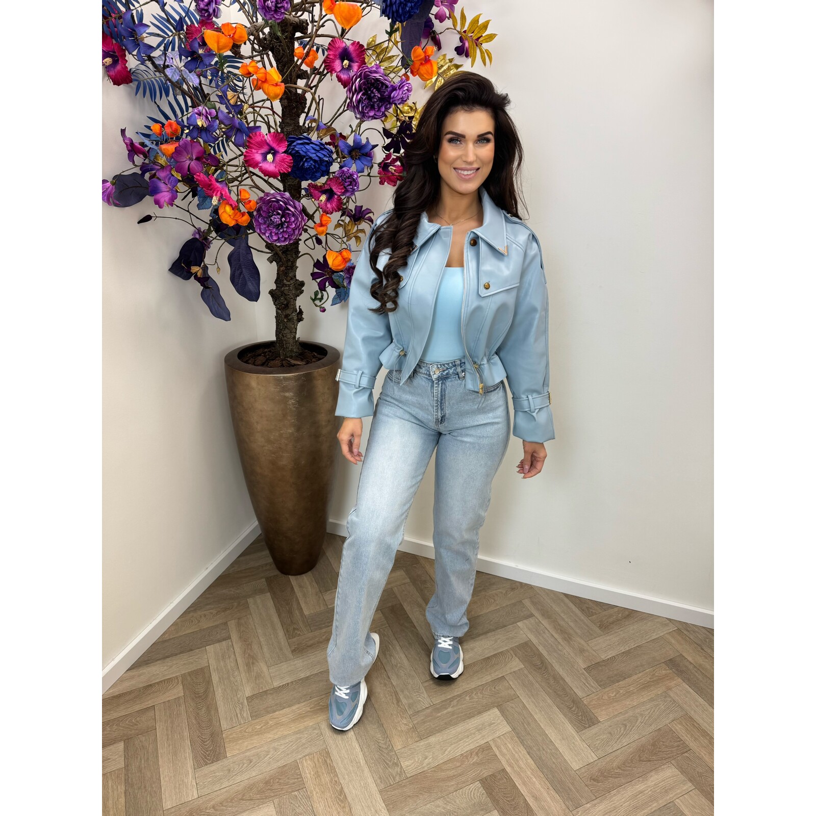 Jacket Emma leder style WE1005 Light Blue