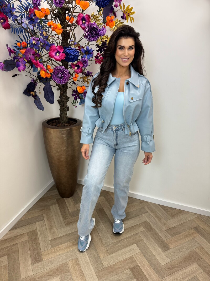 Jacket Emma leder style WE1005 Light Blue
