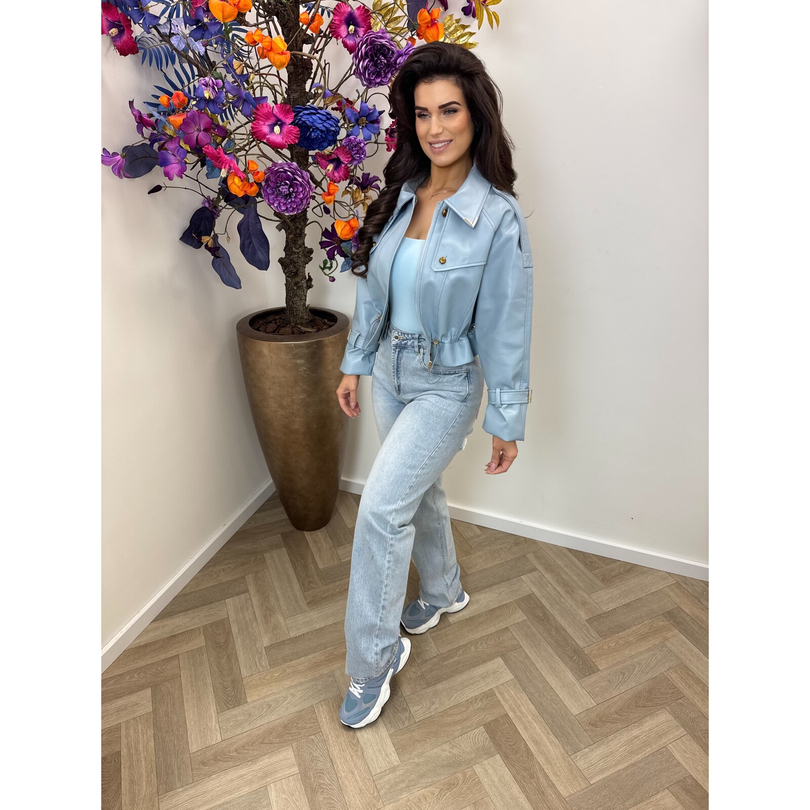 Jacket Emma leder style WE1005 Light Blue