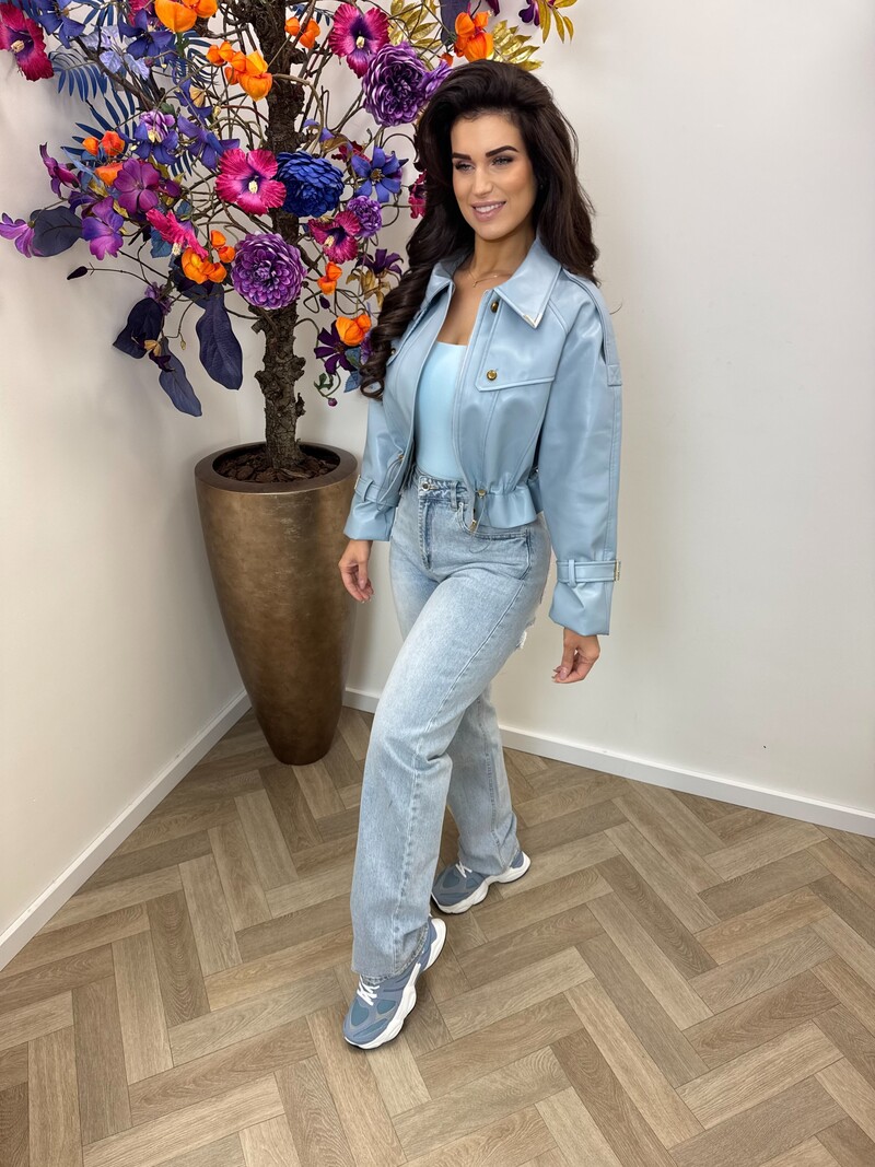 Jacket Emma leder style WE1005 Light Blue