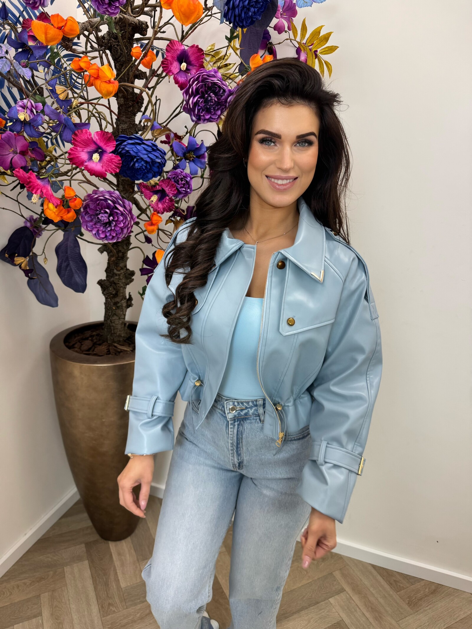 Jacket Emma leder style WE1005 Light Blue