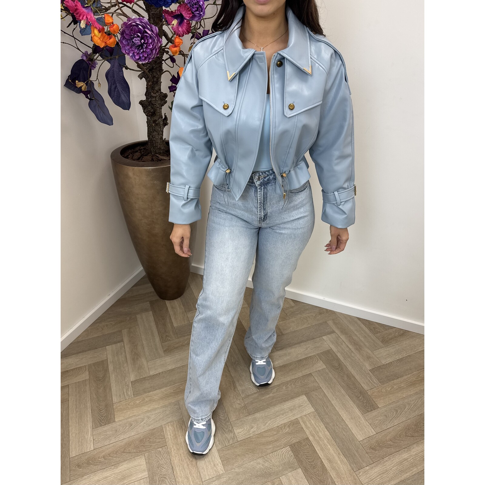 Jacket Emma leder style WE1005 Light Blue