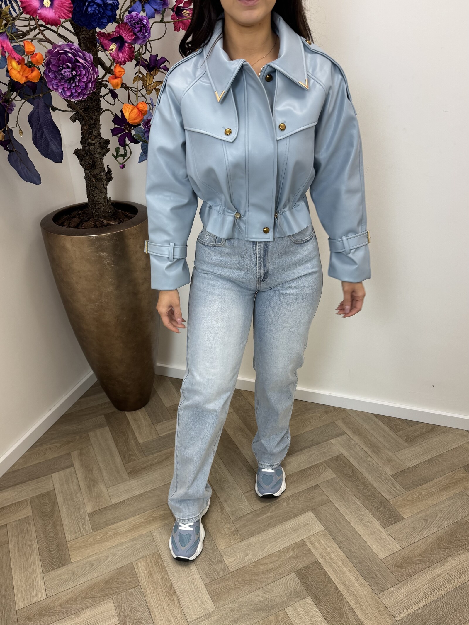 Jacket Emma leder style WE1005 Light Blue