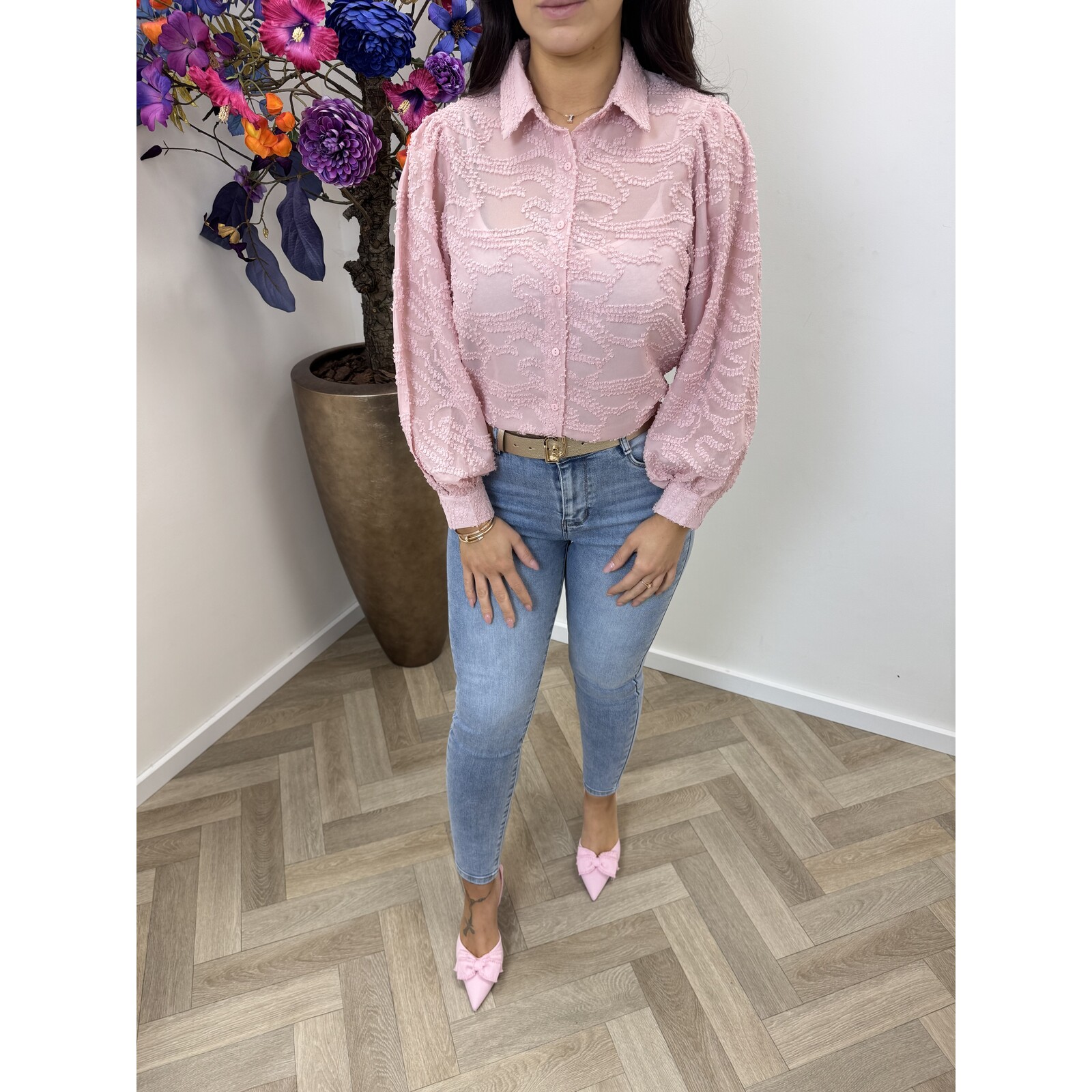 Blouse fleur print CY4777E Pink