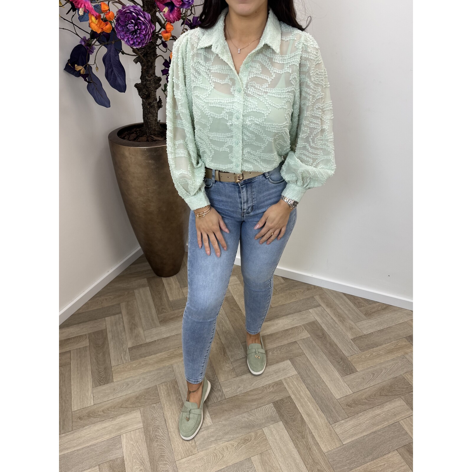 Blouse fleur print CY4777E Mint