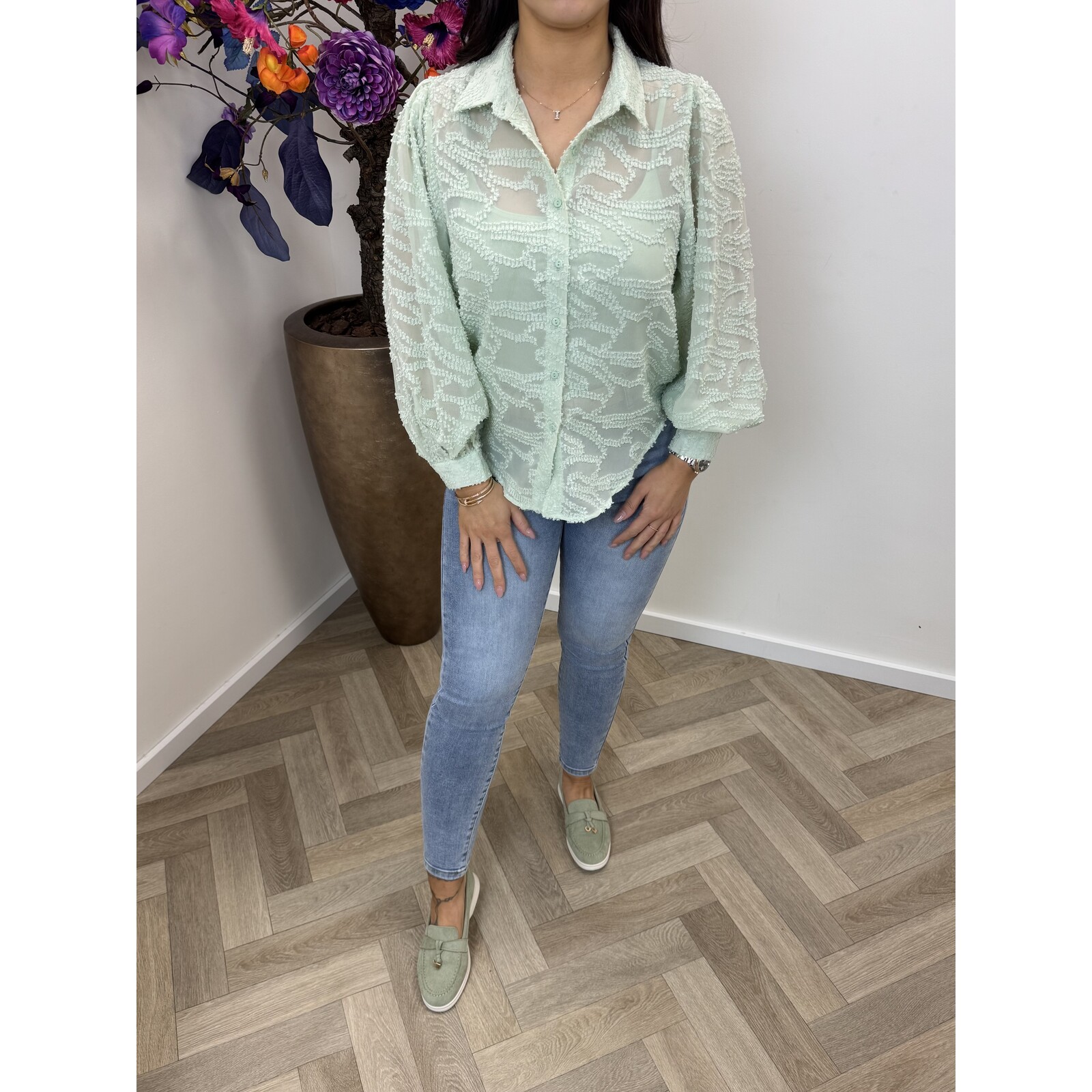 Blouse fleur print CY4777E Mint