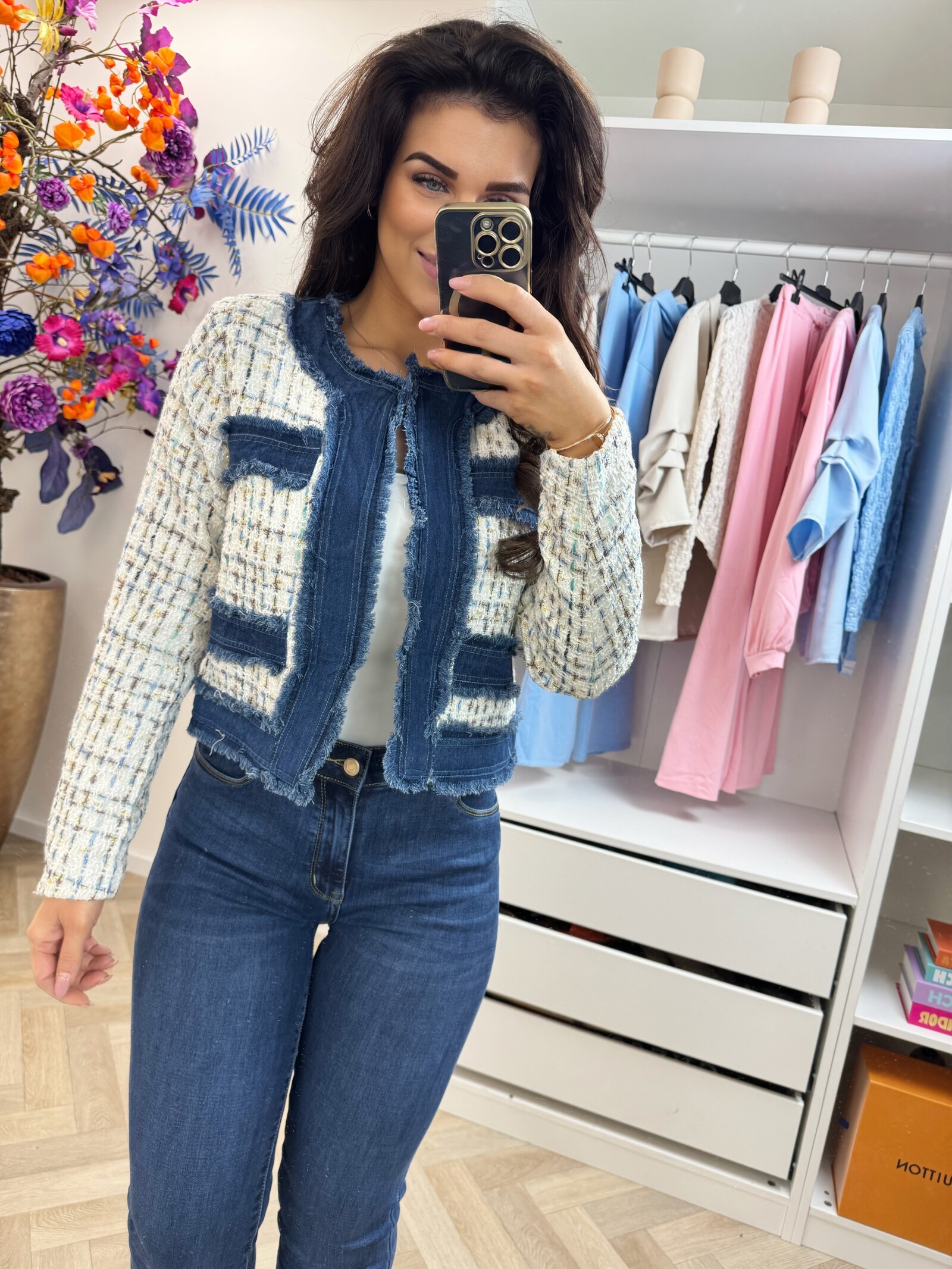 Jacket denim tweed 10222 White