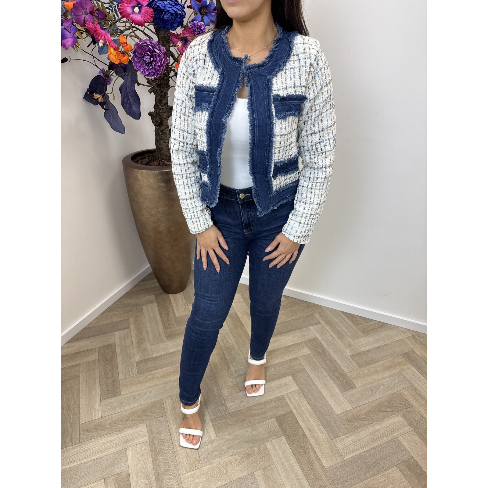 Jacket denim tweed 10222 White