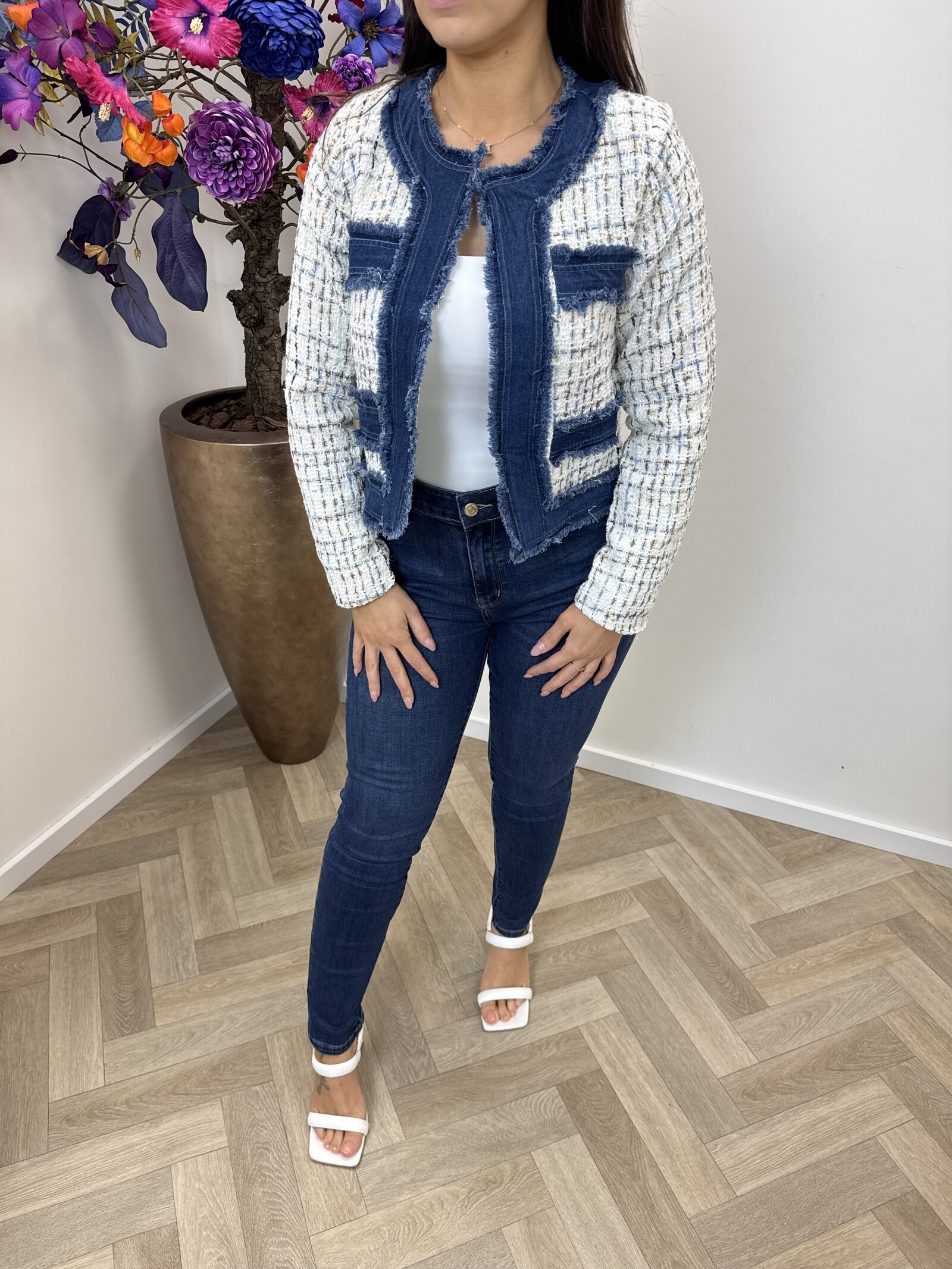 Jacket denim tweed 10222 White