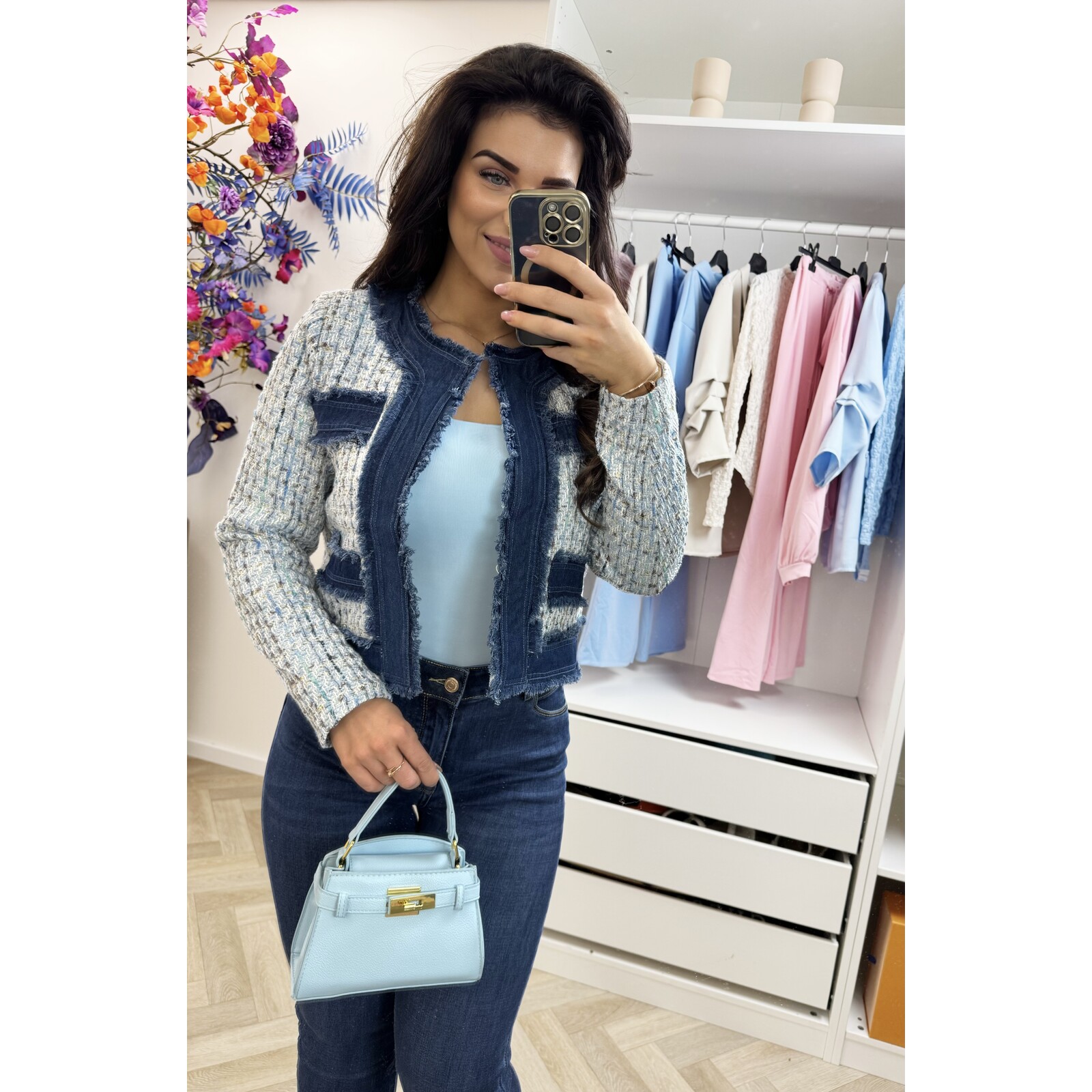 Jacket denim tweed 10222 Light Blue