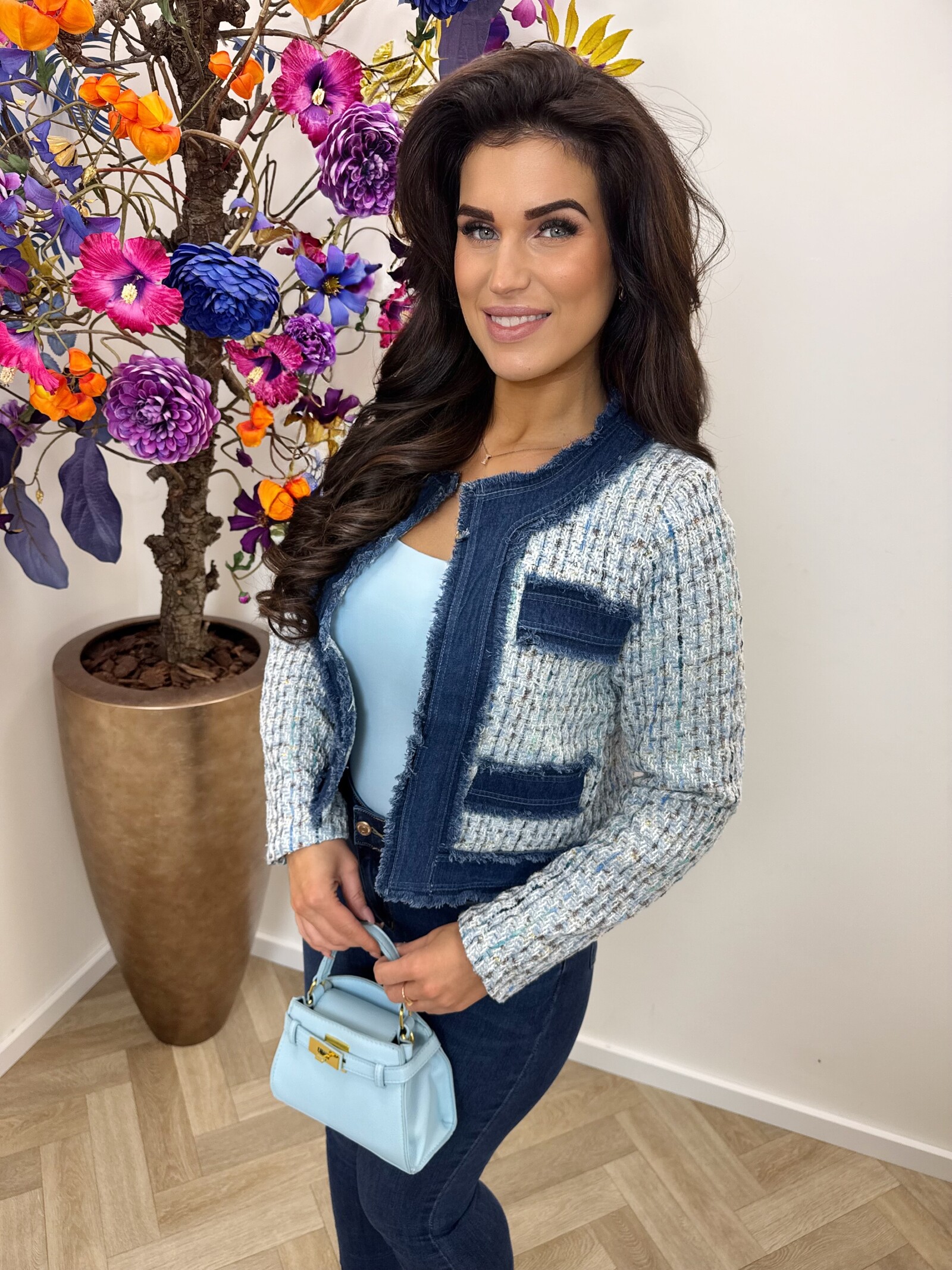 Jacket denim tweed 10222 Light Blue