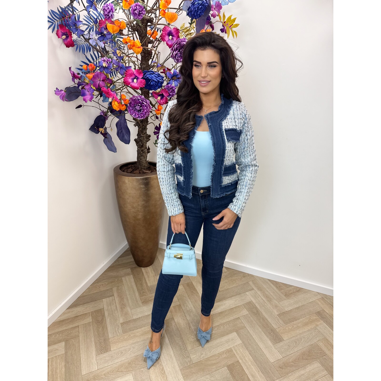 Jacket denim tweed 10222 Light Blue