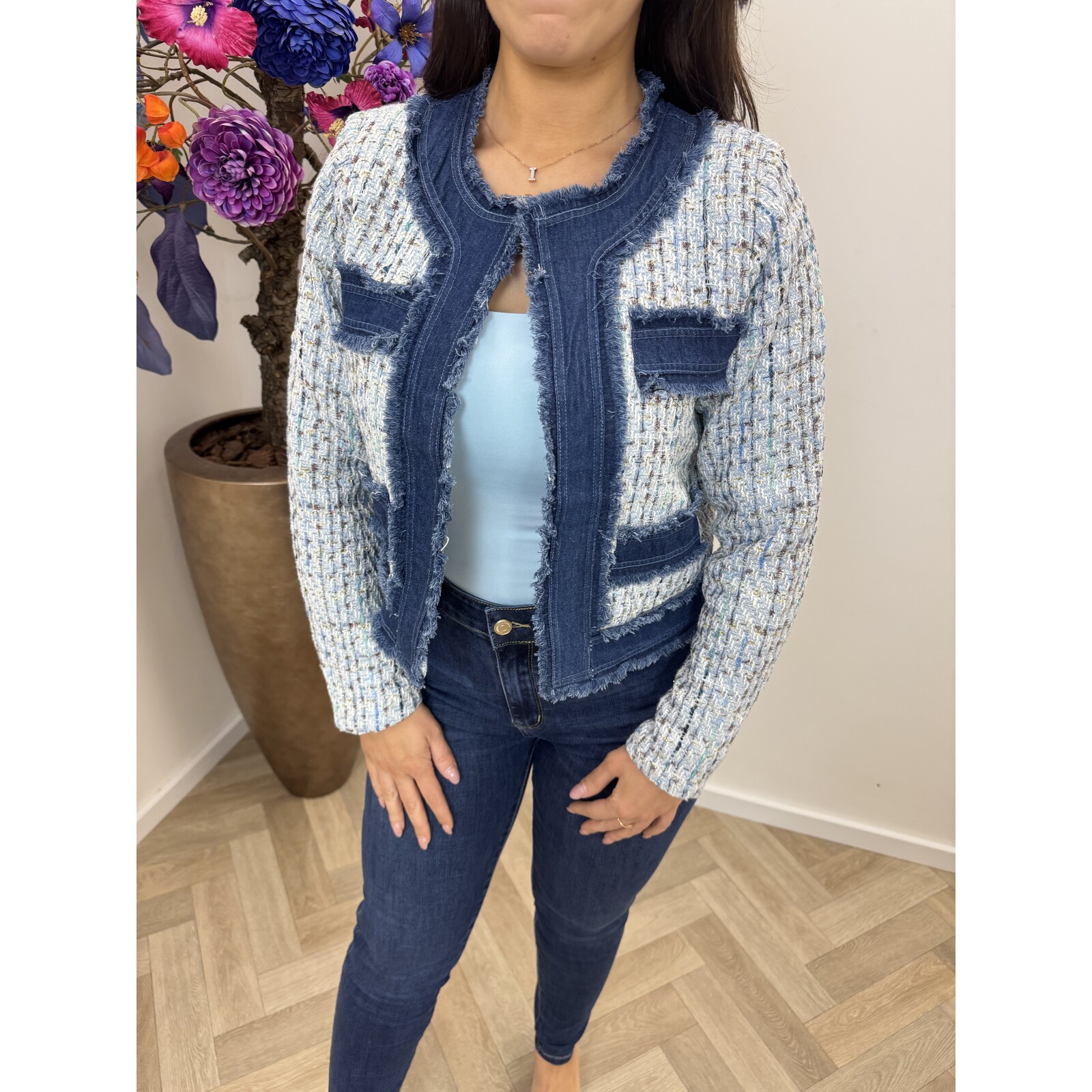 Jacket denim tweed 10222 Light Blue