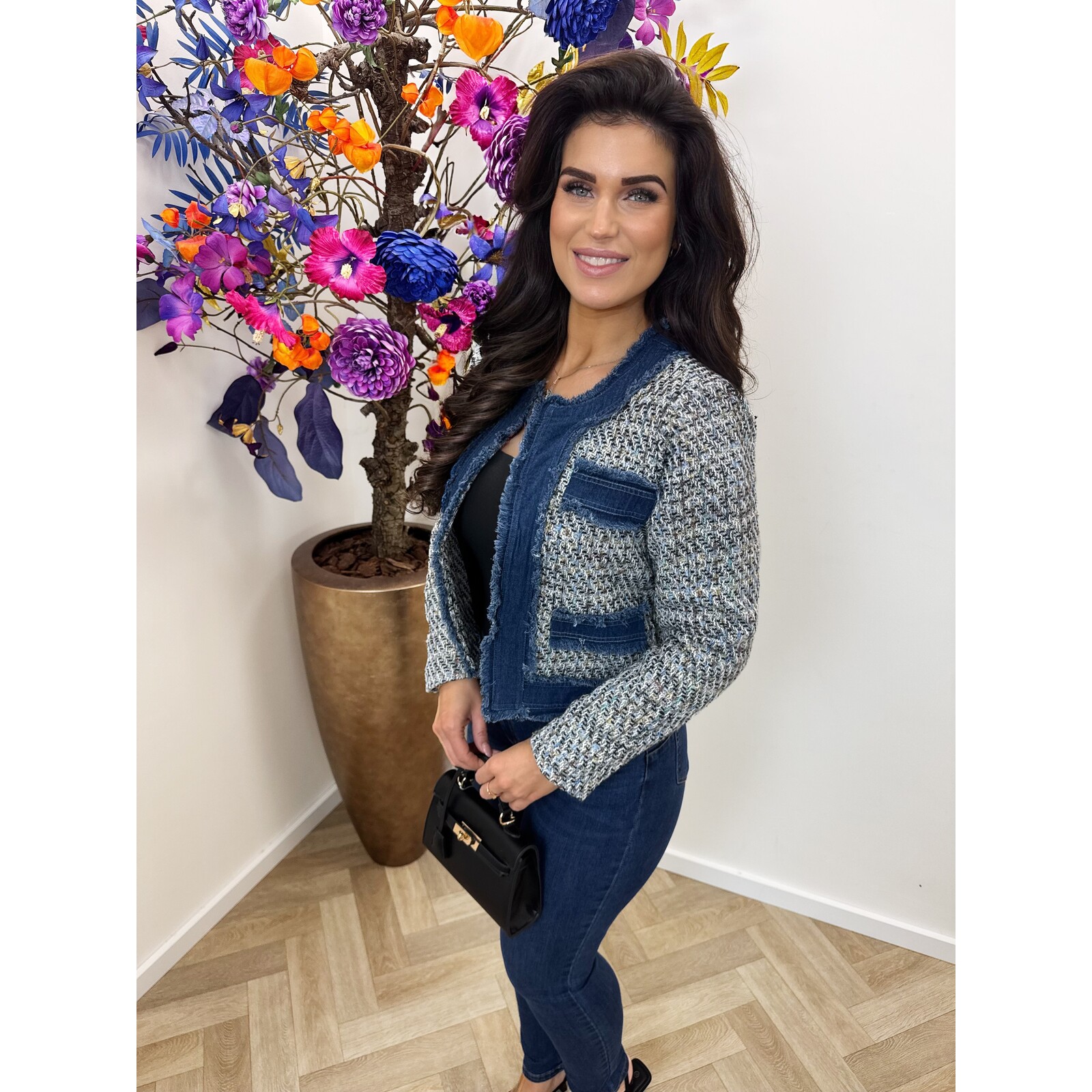 Jacket denim tweed 10222 Black