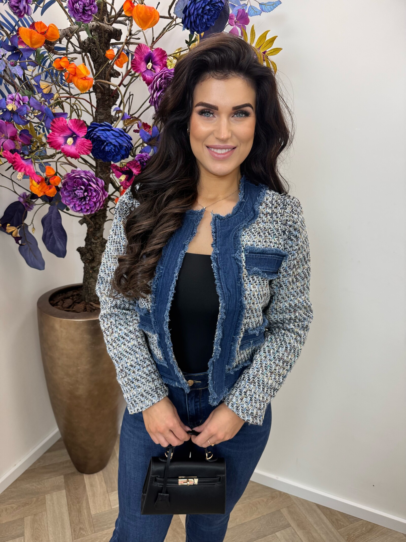 Jacket denim tweed 10222 Black