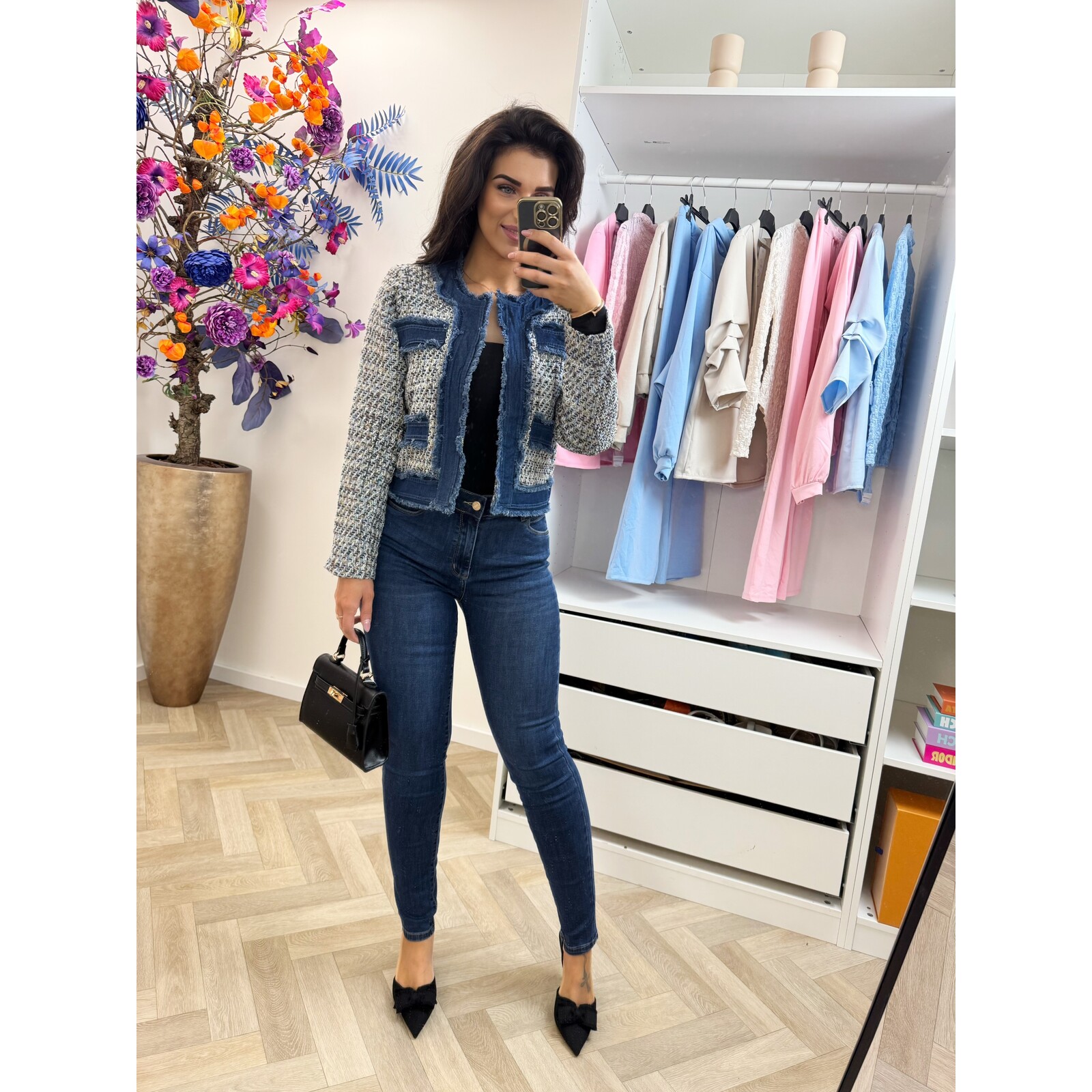 Jacket denim tweed 10222 Black