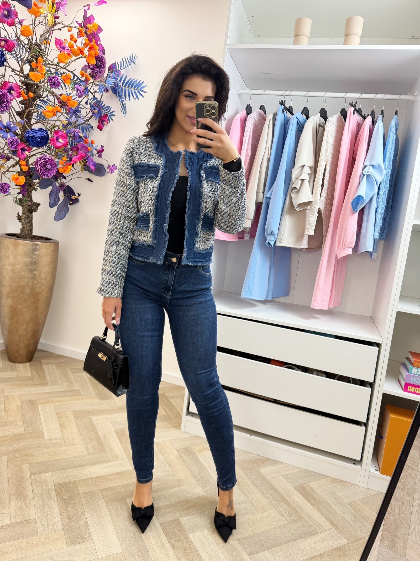 Jacket denim tweed 10222 Black