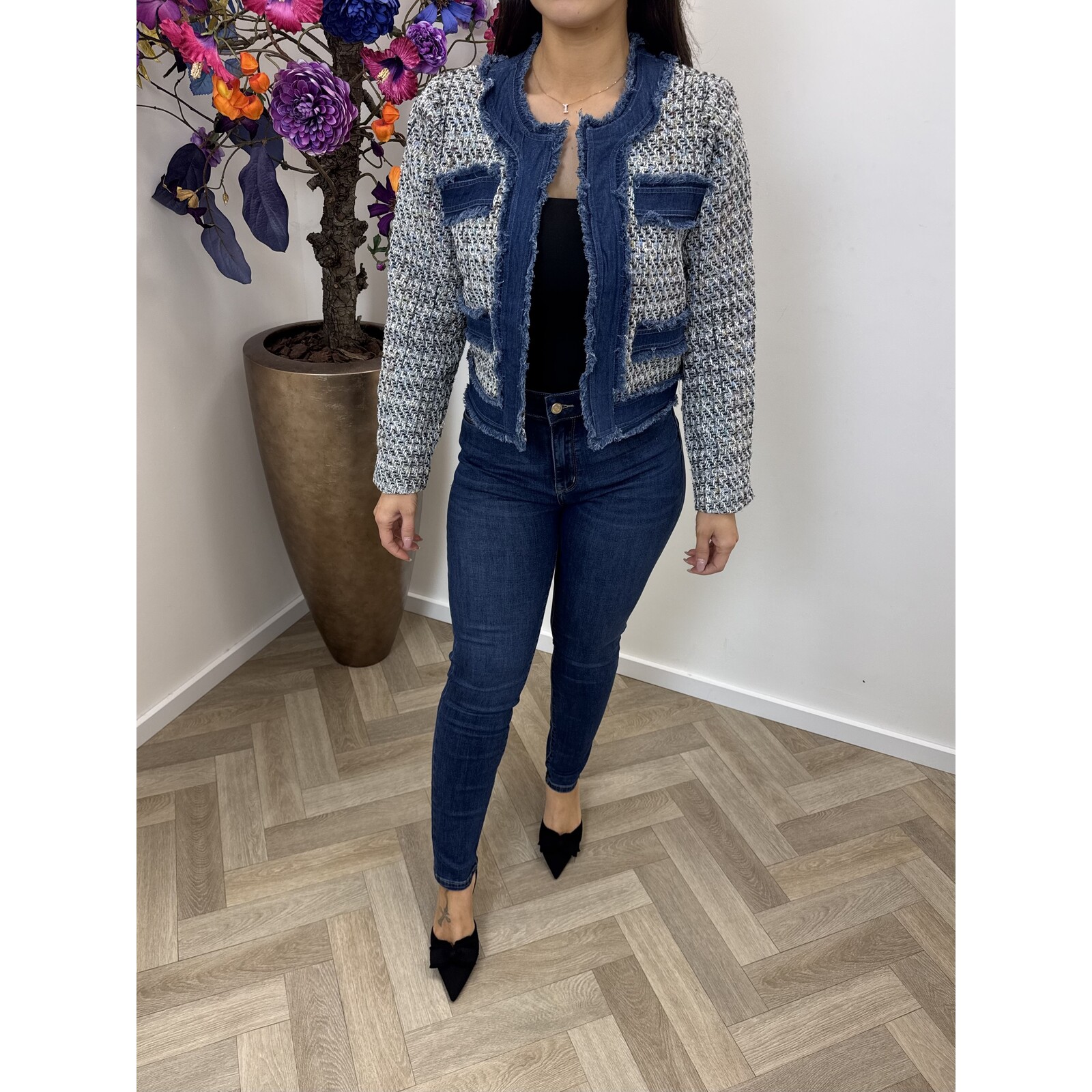 Jacket denim tweed 10222 Black