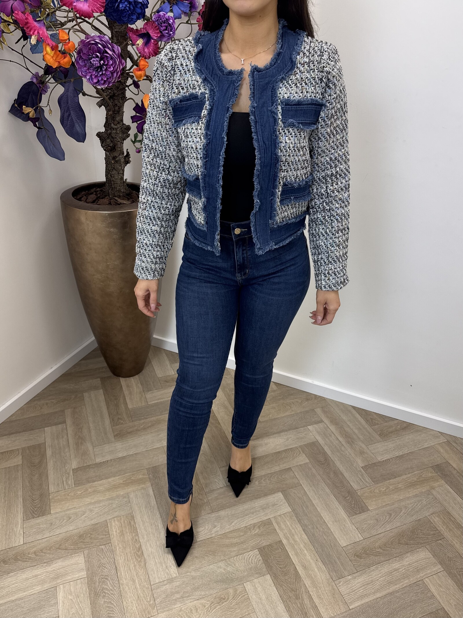 Jacket denim tweed 10222 Black