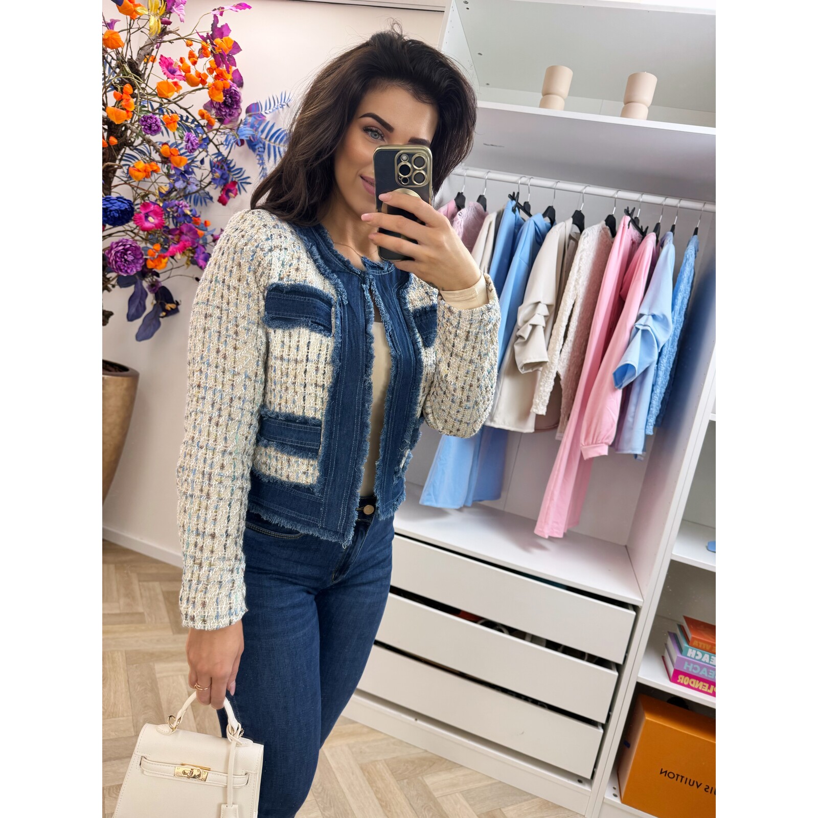 Jacket denim tweed 10222 Beige